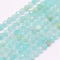 Chapelets de perles en amazonite naturelle, Grade a, facette, ronde, 2mm, Trou: 0.5mm, Environ 223 pcs/chapelet, 15.7 pouce (40 cm)