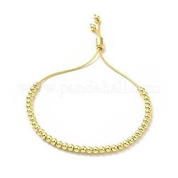 Runde Perlen-Schieberegler-Armbänder aus Messing für Damen, langlebig plattiert, Nickel frei und bleifrei, echtes 18k vergoldet, 0.1 cm, Innendurchmesser: 1-1/2~2-3/4 Zoll (3.8~7 cm)