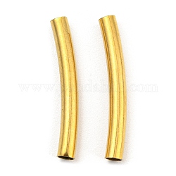 Perlas de tubo de 304 acero inoxidable, tubo curvado, dorado, 20x2.5mm, agujero: 2 mm