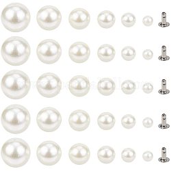NBeads 320 setzt abs Kunststoffimitat Perlnietbolzen, 6 verschiedene Größen verziert runde Perlennieten Lederhandwerk schnelle Nieten Nieten Knöpfe für Geldbörsen Taschen Schuhe Leder Handwerk Reparaturen Dekor