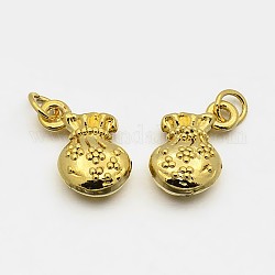 Lucky Bag Brass Charms, Golden, 12x10x5mm, Hole: 1mm