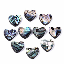 Natural Abalone Shell/Paua Shell Beads, Heart, Colorful, 12.5x12.5x3.5mm, Hole: 1mm