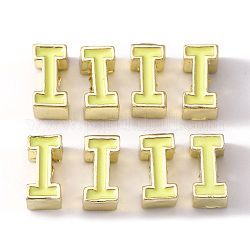 Emaille-Perlen aus Zahnstangenbeschichtung, Cadmiumfrei und Nickel frei und Bleifrei, Buchstabe i, Licht Gold, Champagnergelb, 10x5x4 mm, Bohrung: 1.8 mm