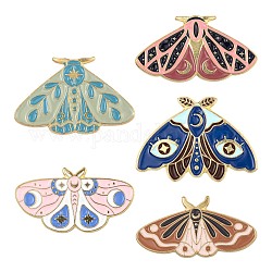 5 pièces 5 broches en alliage d'émail de style, broche en émail, avec embrayages papillon, papillon, or, couleur mixte, 14~20x27.5x9.5mm, pin: 1 mm, 1pc / style