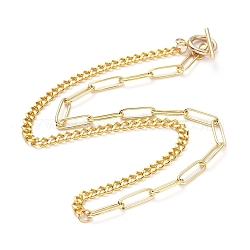Messing Bordsteinkette / Büroklammer Kette Halsketten, mit 304 Edelstahl-Toggle-Haken, golden, 17.12 Zoll (43.5 cm)