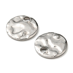 304 Stainless Steel Charms, Textured, Flat Round Charm, Stainless Steel Color, 8x1mm, Hole: 1.4mm
