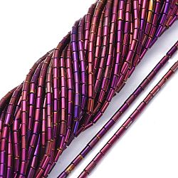 Стеклянные бусины с гальваническим покрытием , полное покрытие, колонка, с фиолетовым покрытием, 4.5~5x2.5 мм, отверстие : 0.8 мм, около 75 шт / нитка, 14.17 дюйм (36 см)