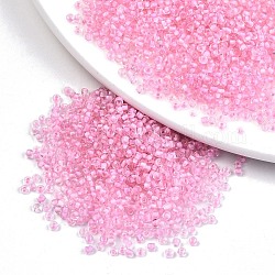 6/0 Glass Seed Beads, Transparent Inside Colours, Round Hole, Round, Pearl Pink, 6/0, 4~5x2.5~4.5mm, Hole: 1.2mm, about 1000pcs/100g