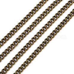 Cadenas de eslabones cubanos de hierro, cadenas gruesas, sin soldar, con carrete, oval, Bronce antiguo, 7x5.5x1.6mm, aproximadamente 164.04 pie (50 m) / rollo
