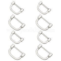 WADORN 8 Pack D-Rings Screw in Shackle, 2 Sizes Horseshoe U Shape D Rings 0.9/1.1inch Semicircle D Ring for Purse Key Holder Leather Craft Accessories Keychain Car Key Bag Belt Making(Platinum)
