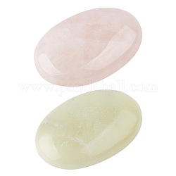 Nbeads 2Pcs 2 Styles Natural Rose Quartz & Serpentine Massage Tool, Oval Shape Massage Stones for Spa Relaxing, 60~60.5x40.5x20.5mm, 1pc/style