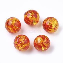 Perline di resina, imitazione ambra, tondo, arancio rosso, 6mm, Foro: 1 mm