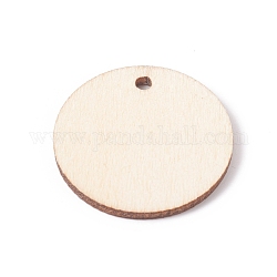 Pendentifs en bois de peuplier naturel non fini, non teint, plat rond, burlywood, 29.5x2.5mm, Trou: 2.5mm