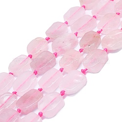 Chapelets de perles en quartz rose naturel, rectangle, 15~17x10~13x5~6mm, Trou: 1mm, Environ 22 pcs/chapelet, 15.94'' (40.5 cm)