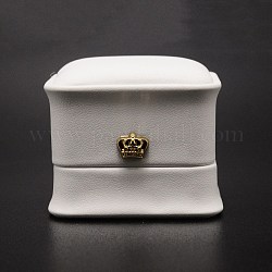 PU Leder Ring Box, Flip-Box, Viereck, weiß, 5.85x5.8x4.9 cm
