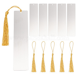 FINGERINSPIRE 6 Set Metal Blank Bookmark with Hole Stainless Steel Rectangle Bookmark with Gold Tassel DIY Blank Bookmarks Book Marks Page Markers for Student Teacher Book Lover DIY Project Gift