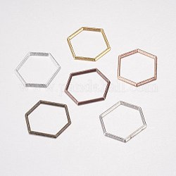 Legierung Verknüpfung rings, Hexagon, Mischfarbe, 18x20x1 mm