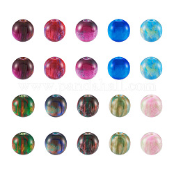 100Pcs 10 Colors Two Tone Opaque Resin Beads, Round, Mixed Color, 9.5~10mm, Hole: 2mm, 10pcs/color