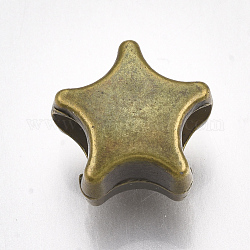 Ccb perline di plastica europee, perline con foro grande, stella, bronzo antico, 10x10.5x7mm, Foro: 4 mm