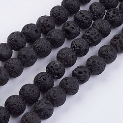 Fili di perle di roccia lavica naturale, tondo, 8mm, Foro: 1 mm, circa 49pcs/filo, 15.15 pollice