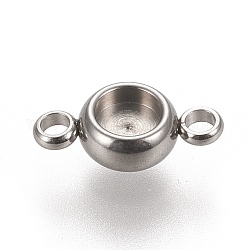 304 Stainless Steel Links Connectors Settings, Plain Edge Bezel Cups, Flat Round, Stainless Steel Color, Tray: 4mm, 12x6.5x3mm, Hole: 1.8mm