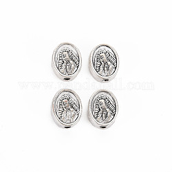 Tibetischer stil legierung perlen, cadmiumfrei und bleifrei, Oval, Antik Silber Farbe, 10x8x4 mm, Bohrung: 1.5 mm, ca. 912 Stk. / 1000 g