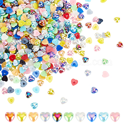 Arricraft 1000pcs 10 colores cabujones de perlas de imitación de plástico abs, color de ab chapado, corazón, color mezclado, 7.5x7.5x2.5mm, 100 piezas / color