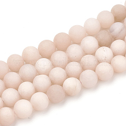 Chapelets de perles de jade blanche naturelle, mat, teinte, Imitation de la pierre de soleil, ronde, 8mm, Trou: 1mm, Environ 47 pcs/chapelet, 15.5 pouce