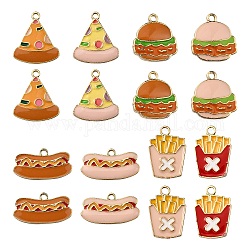 16Pcs 8 Style Eco-Friendly Zinc Alloy Pendants, with Enamel, Cadmium Free & Nickel Free & Lead Free, Food, Light Gold, Mixed Color, 2pcs/style