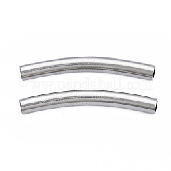 201 Stainless Steel Beads, Curve Tube, Stainless Steel Color, 35x6.5x4mm, Hole: 3mm