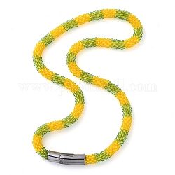 Collier de perles au crochet en verre, Collier népalais à la mode avec fermoirs magnétiques en alliage, or, 17.87 pouce (45.4 cm)