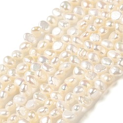 Natural Cultured Freshwater Pearl Beads Strands, Two Sides Polished, Grade 6A, PapayaWhip, 3.5~4x4~5x2.5~3mm, Hole: 0.5mm, about 91pcs/strand, 14.17~14.33 inch(36~36.4cm)