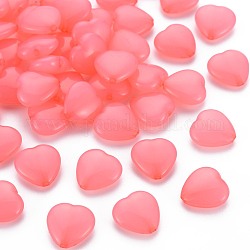 Perles en acrylique transparente, teinte, cœur, Saumon, 13.5x14x6mm, Trou: 1.5mm, environ 775 pcs/500 g