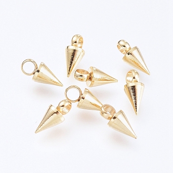 Colgantes de 304 acero inoxidable, pico / cono, dorado, 6.5x3mm, agujero: 1.5 mm