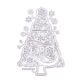 Découpe en acier au carbone de Noël meurt pochoirs, pour bricolage scrapbooking / album photo, carte de papier de bricolage décoratif, arbre de Noël, mat couleur platine, 102.7x67.6x0.7mm