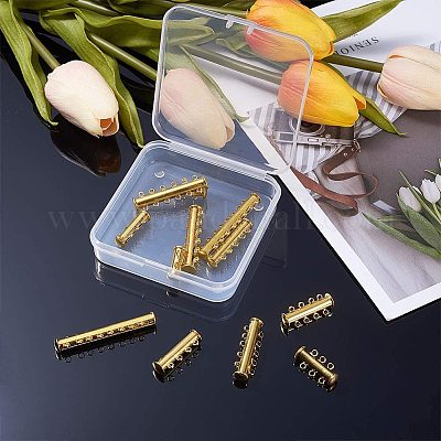 OHINGLT Necklace Layering Clasps Magnetic Slide Lock Clasp Necklace  Connector Multi Strands Slide Tube Clasps