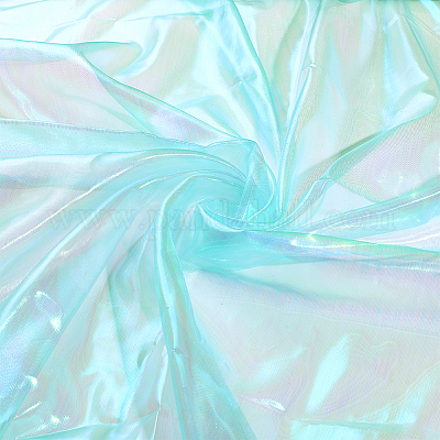 Wholesale PH PandaHall 4.3 Yards Cyan Iridescent Organza Fabric 