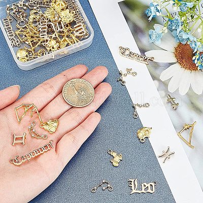 Wholesale OLYCRAFT 60 Pieces Constellation Charms Bulk Zodiac Theme Charm  Alloy Zodiac Sign Charms Epoxy Resin Supplies Filling for Necklace Bracelet  Jewelry Making - 4 Styles 