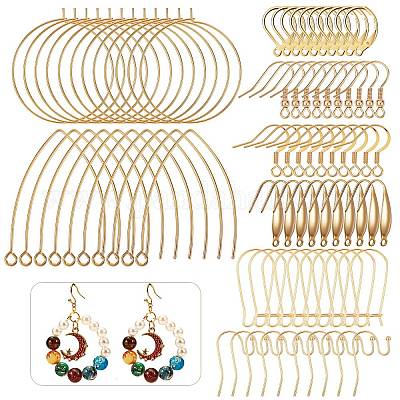 80Pcs, 8 Styles, 304 Stainless Steel Wire Pendants, Hoop Earring Findings,  Mixed Shapes, 10pcs/style