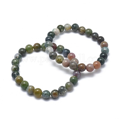 Natürliche Indische Achat Perlen Stretch-Armbänder&nbsp;BJEW-K212-C-010-1