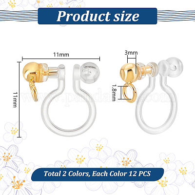 Boucles D'oreilles Clips Vintage En Métal Doré Et Plastique Bleu Marine - Dimensions 3,2 Cm - Occasion