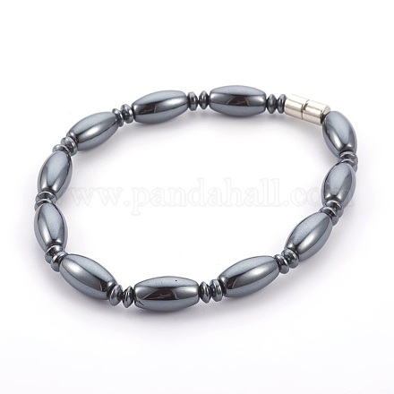 Non-Magnetic Synthetic Hematite Beads Bracelets BJEW-JB04038-1