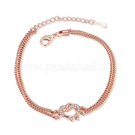 Heart Tin Alloy Czech Rhinestone Multi-strand Bracelets BJEW-BB02317-1