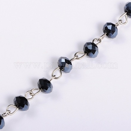 Handmade Rondelle Glass Beads Chains for Necklaces Bracelets Making AJEW-JB00038-03-1