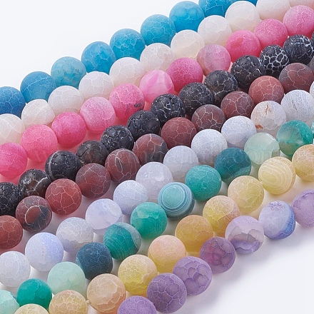 Natural Weathered Agate Beads Strands G-G589-10mm-M-1