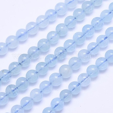 Aguamarina natural de hebras de perlas reronda G-M261-10-1
