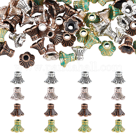 Dicosmétique 80 pièces 4 couleurs alliage fleur perles casquettes FIND-DC0003-87-1
