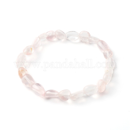 Bracelets extensibles en perles de quartz rose naturel pour enfants BJEW-JB06250-07-1