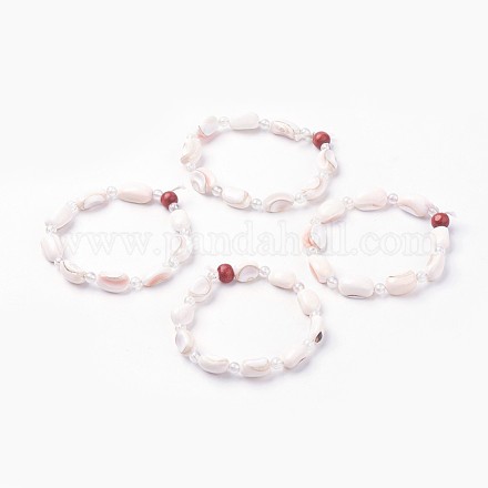 Shell Beads Stretch Bracelets BJEW-L616-01-1
