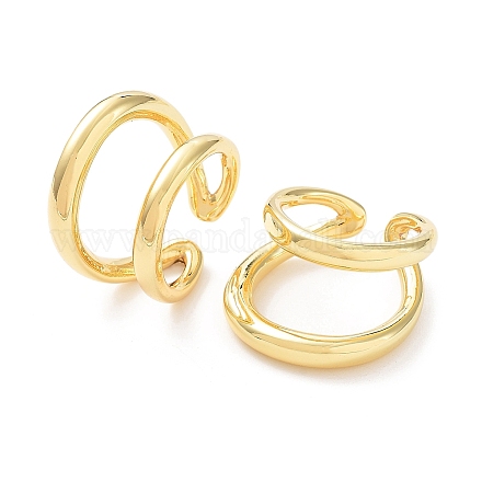 Brass Double Line Open Cuff Rings for Women RJEW-D016-06G-1